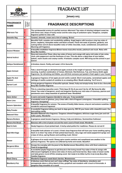 FRAGRANCE LIST - Busy Bee Candles