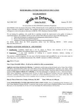 Download Advertisement - Homi Bhabha Centre for Science