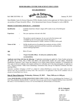 Download Advertisement - Homi Bhabha Centre for Science