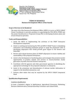 the Terms of Reference (TOR) for the Business Development Officer.