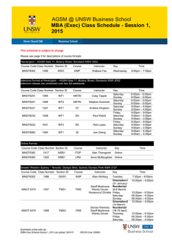 AGSM @ UNSW Business School MBA (Exec) Class Schedule