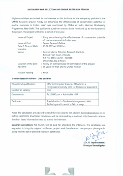 Interview for selection of Senior Research Fellow