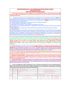 ssb interviews nda-134 : jul 2015selection centre