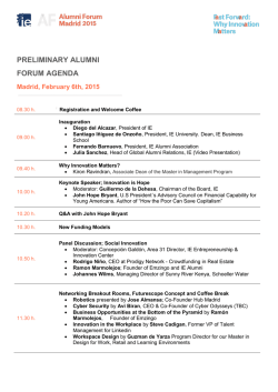PRELIMINARY ALUMNI FORUM AGENDA
