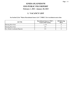 KNEB-AM, KNEB-FM EEO PUBLIC FILE REPORT I. VACANCY LIST