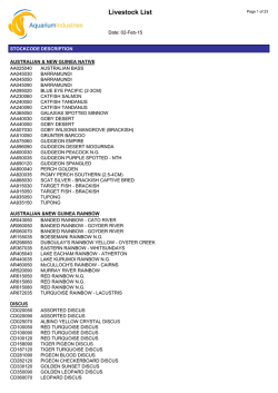 Livestock List - Aquarium Industries