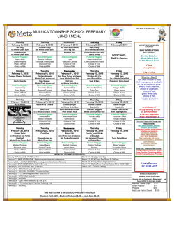 MULLICA TOWNSHIP SCHOOL FEBRUARY LUNCH MENU