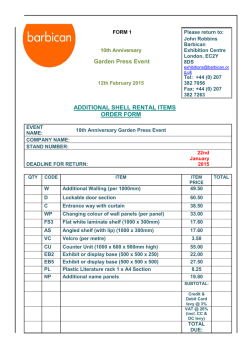 2015 Exhibitors Booking forms