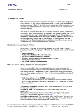STATUTORY INSURANCES IN FINLAND