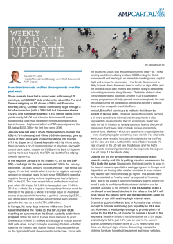 Investment markets and key developments over the past week