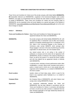 TERMS AND CONDITIONS FOR VISITORS OF DEKMANTEL These