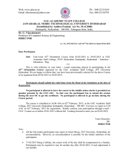 Selection list of participants for the "42nd Orientation Course"