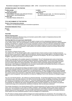 Low temperature plasmas - Universit&eacute; Pierre et Marie CURIE