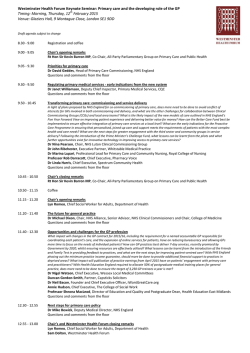 Westminster Health Forum Keynote Seminar: Primary care and the