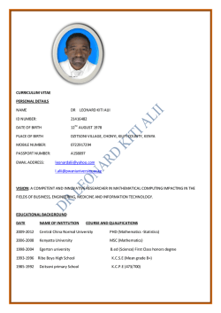 CURRICULUM VITAE PERSONAL DETAILS NAME DR LEONARD