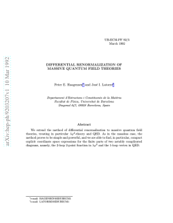 DIFFERENTIAL RENORMALIZATION OF MASSIVE QUANTUM