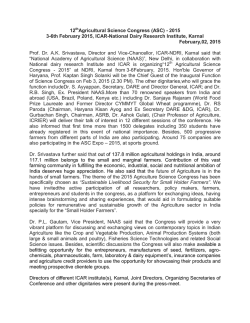 12 Agricultural Science Congress (ASC) - 2015 3