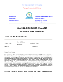 OLL 231: DISCOURSE ANALYSIS - The Open University of Tanzania