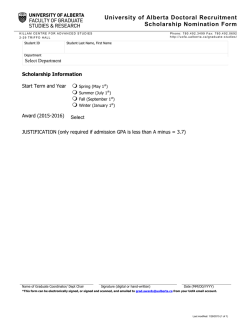 University of Alberta Doctoral Recruitment Scholarship Nomination