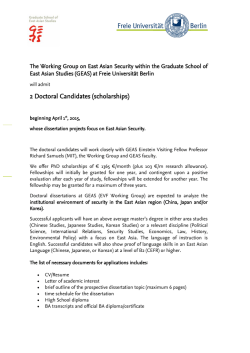 2 Doctoral Candidates (scholarships)