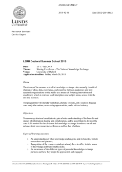 LERU Doctoral Summer School 2015