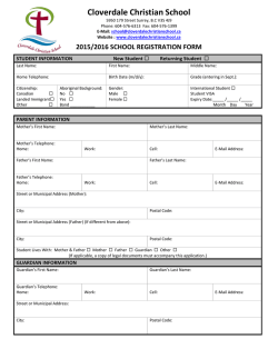 STUDENT REGISTRATION FORM - Cloverdale Christian School