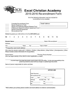 Re-Enrollment - Academy - Excel Christian Academy