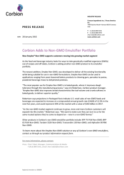 Corbion Adds to Non-GMO Emulsifier Portfolio