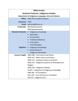 Willie Ermine Assistant Professor, Indigenous Studies