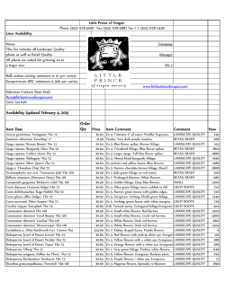 Availability Updated January 28, 2015 Item Desc Order Qty Price
