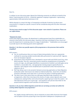 &ldquo;Request for input - Department of Immigration and Citizenship