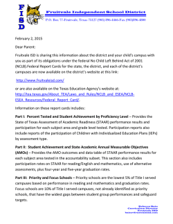 Letter to parents regarding Federal Report Card