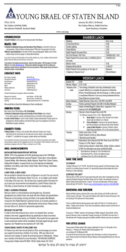 Weekly Announcements - Young Israel of Staten Island