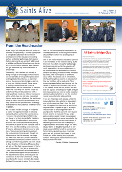 From the Headmaster - Saints Anglican School