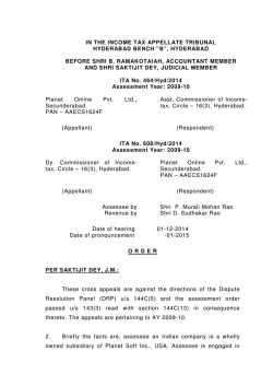 in the income tax appellate tribunal hyderabad bench &ldquo;b