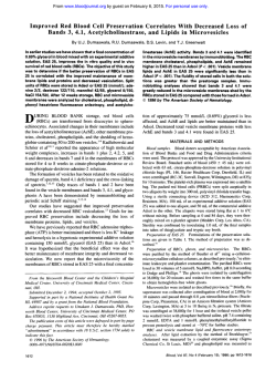 Improved Red Blood Cell Preservation Correlates With Decreased