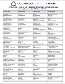 Spring 2015 Career Day Company Attendees