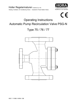 Operating Instructions Automatic Pump Recirculation Valve PSG-N