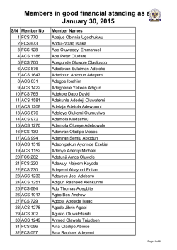 Members in good financial standing as at January 30, 2015