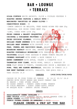 Bar Menu - Naked for Satan