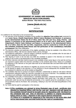 Interview of the shortlisted candidates having qualified