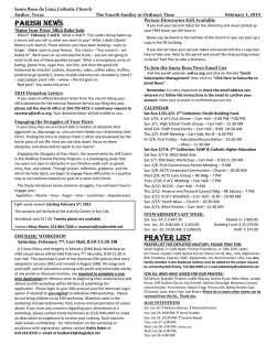 Current Sunday Bulletin - Santa Rosa Catholic Church, Andice Texas