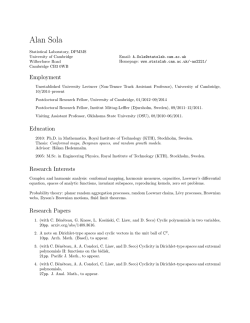 Alan Sola: Curriculum Vitae - Statistical Laboratory