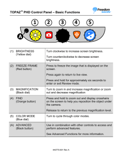 TOPAZ PHD Control Panel Reference Card