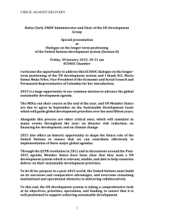CHECK AGAINST DELIVERY 1 Helen Clark, UNDP