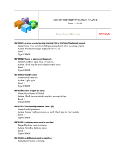 &yuml;&thorn;S trategic F inance E rror M essage R eference R elease 1 1 . 1 . 2