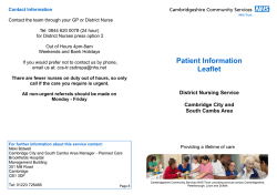 District Nursing for CC/SC - Patient Information