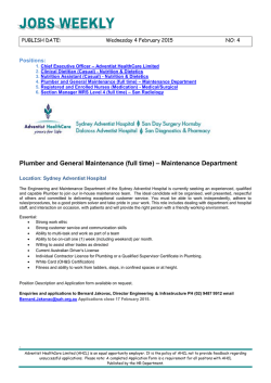 Jobs Weekly - Sydney Adventist Hospital