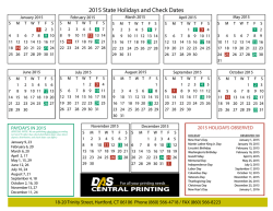 2015 State Holidays and Check Dates