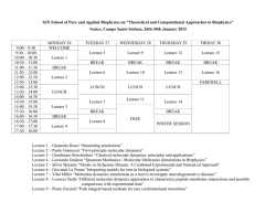 XIX School of Pure and Applied Biophysics on &ldquo;Theoretical and
